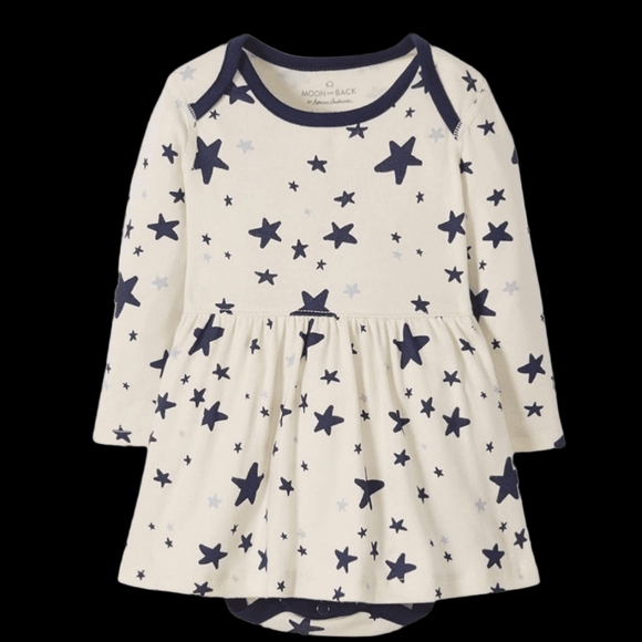 Moon & Back Cotton Dress and bodysuit  by Hanna Andersson. 0-3 Months, 50 cm. - Picture 1 of 5